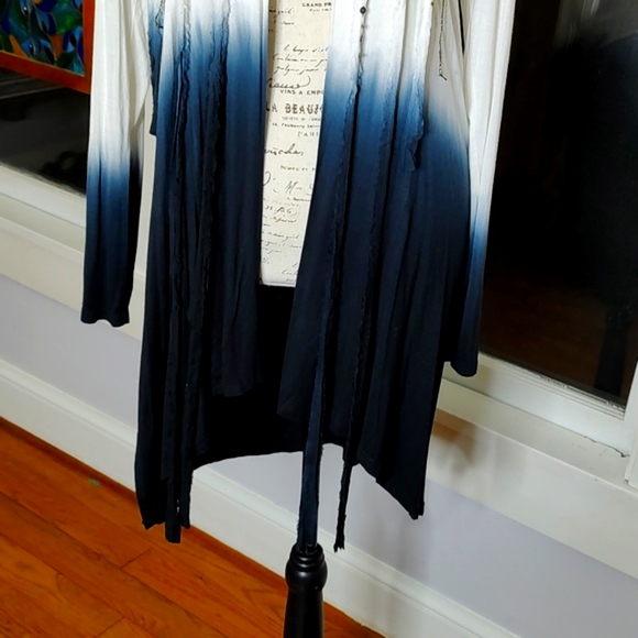 BKE Boutiques Ombre Beaded Silk Blend Open Front Cardigan SZ: Small - Picture 5 of 11